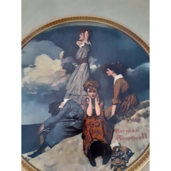 KNOWLES "WAITING ON THE SHORE" NORMAN ROCKWELL REDISCOVERED WOMEN COLLECTION - Picture 2 of 3